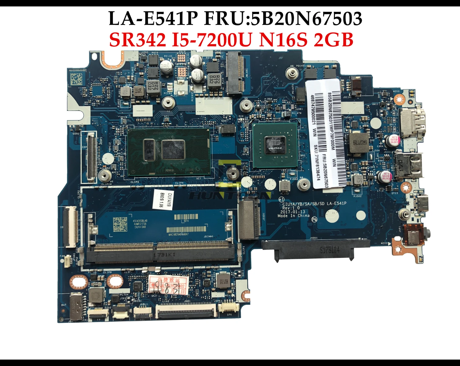 Оптовая продажа материнская плата для Lenovo Ideapad 320S-15IKB/SA/SB/SD FRU:5B20N67503 SR342 LA-E541P DDR4 2 Гб