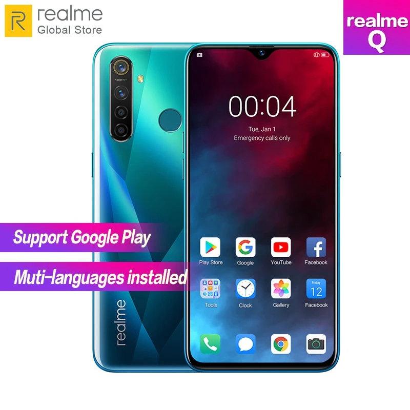 

realme Q 6GB RAM 64GB ROM Snapdragon 712 Octa Core 6.3" Full Screen Smartphone 48MP Quad Camera VOOC 3.0 Fast Charger 4035mAh