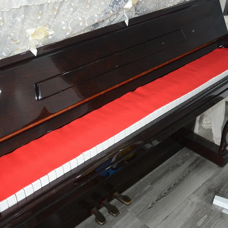 Red Piano Key Cover Keyboard Protective Flannel Dustpoof for All 88 Key Piano Foldable Storage Cloth Indoor Home Accessories 1pc
