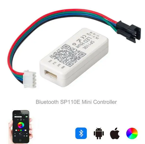 USB DC SP110E пиксель Bluetooth контроллер DC 5 в 24 В для WS2812B SK6812 ws2811 APA102 WS2801 пикселей волшебный светильник s светодиодный светильник - Цвет: sp110e