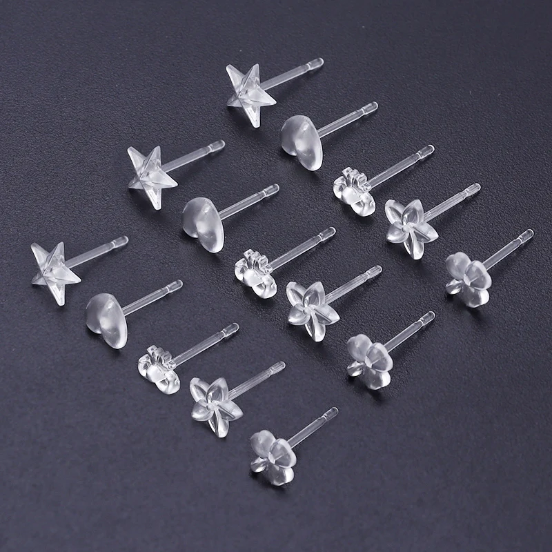 30Pcs Anti allergy Transparent Resin Silicone Earrings Stud Post Earrings  Backs Stopper Accessories DIY Earring Jewelry