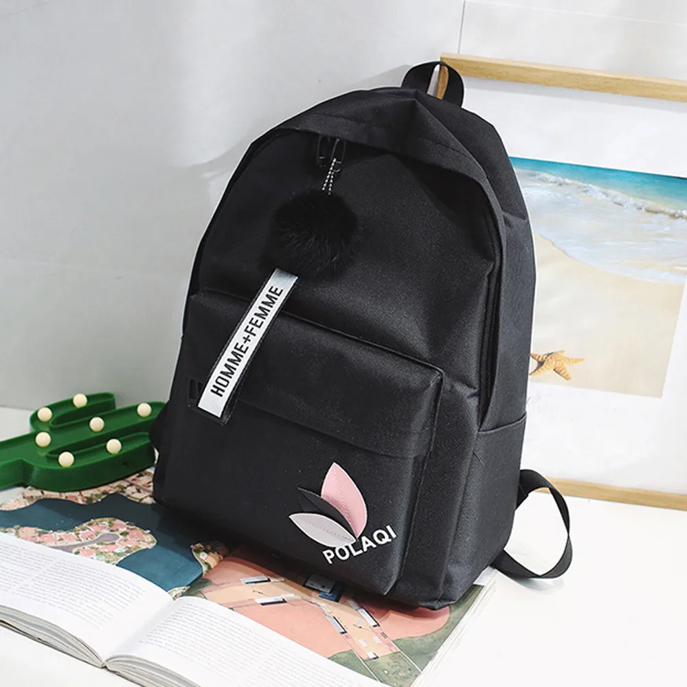 Женский рюкзак в повседневном стиле, однотонные парусиновые рюкзаки для девочек-подростков, школьные сумки в винтажном стиле, одноцветная молодежная сумка#20 - Color: Black