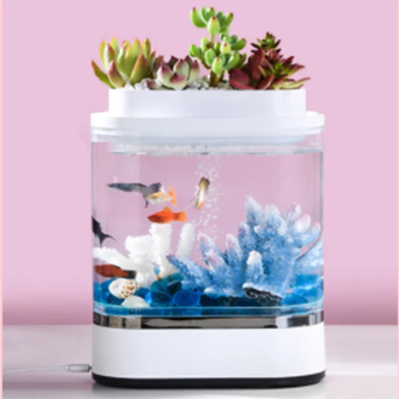 Xiaomi mijia Geometic Mini Lazy Fish Tank usb зарядка самоочищающийся аквариум с 7 цветами светодиодный светильник для домашнего офиса и аквариума
