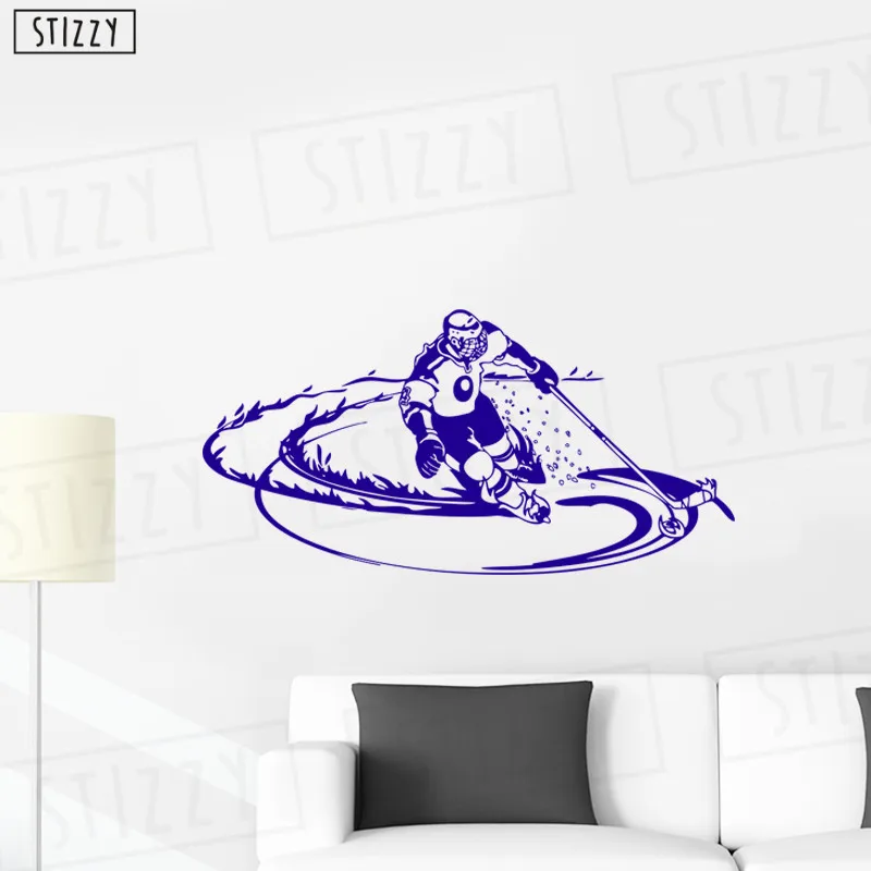 

STIZZY Wall Decal Hockey Player Vinyl Wall Stickers Cool Sport Man Wallpaper Removable Home Decor Kids Room Art Design Gift D24