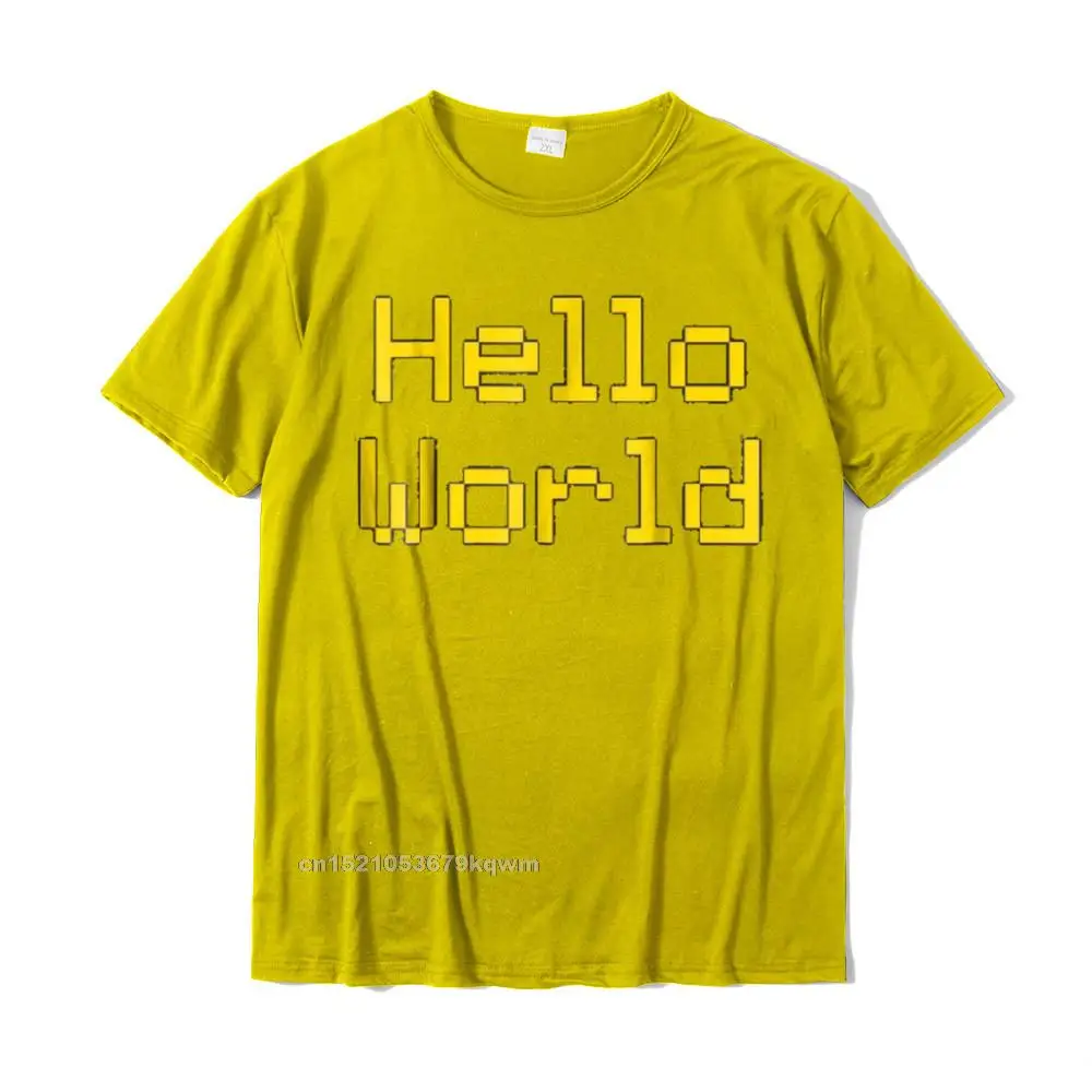 Printed On Hot Sale Men T Shirt Round Collar Short Sleeve 100% Cotton Fabric Tees Casual Tops Shirts Wholesale Hello World T-Shirt Coding Programming Tee Shirt__4857 yellow