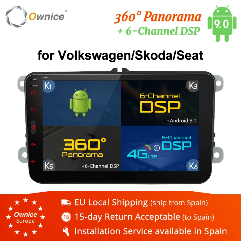 ^*Best Offers Ownice K3 K5 K6 Android 9.0 2din Car DVD Player for VW Polo Golf Passat Tiguan Skoda Yeti Superb Rapid Octavia Volkswagen Toledo