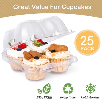 

25Pc Round Plastic Small Cake Box Packaging Egg-Yolk Puff Container Transparent Dome Boxes Transparent Baking Packing Box Party