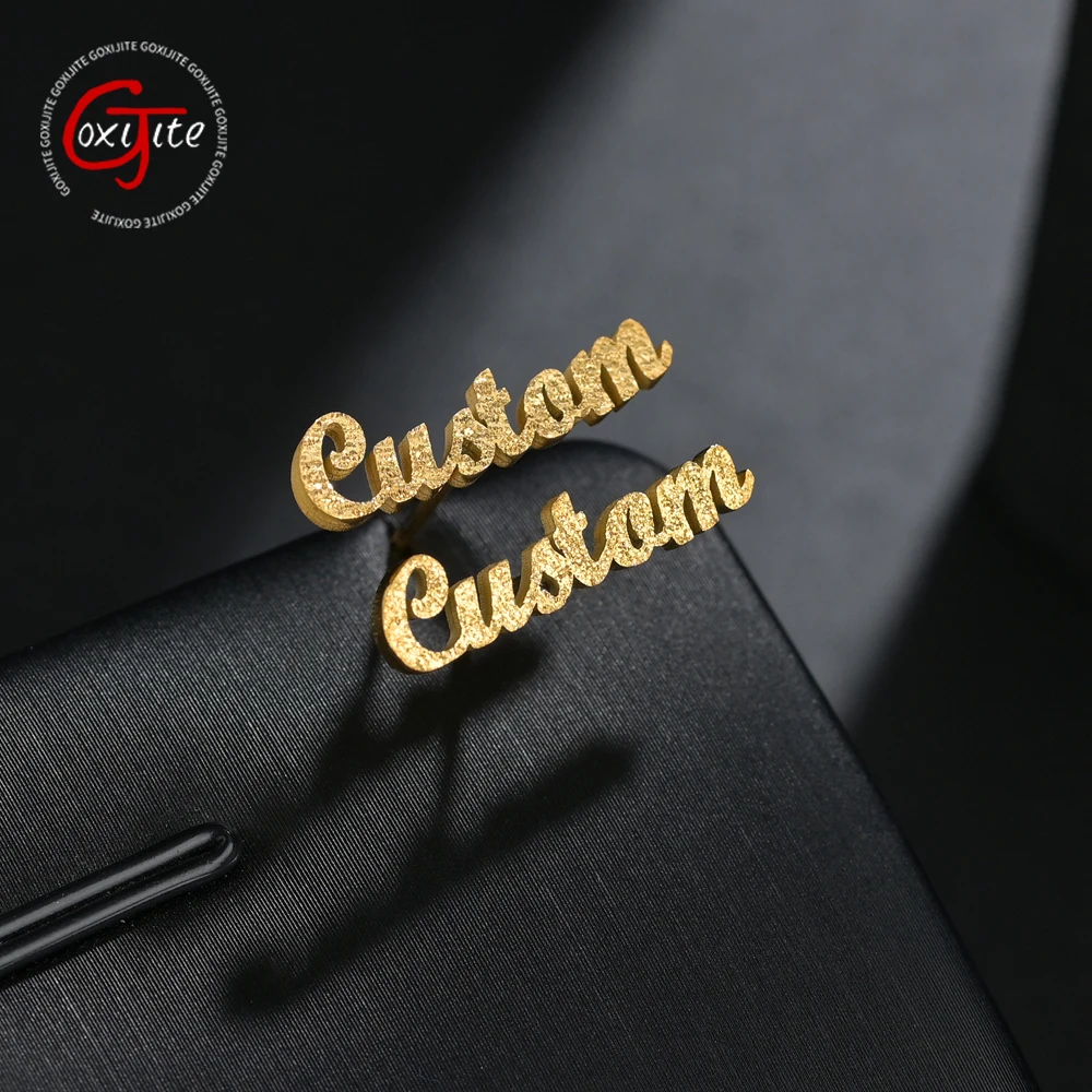 Goxijite-pendientes personalizados con nombre para mujer, 1 par, con cierre de tuerca