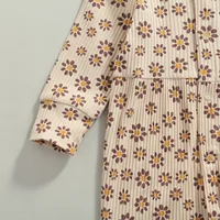 Citgeett Autumn Newborn Baby Girls Boys Casual Outfits Flower Print Long Sleeve Jumpsuit + Bowknot Headband Clothes 6