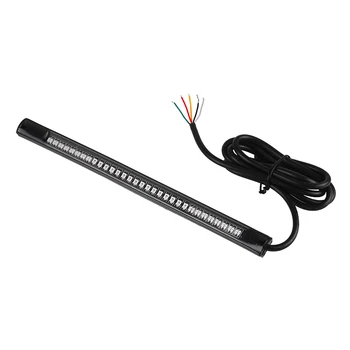 

1pc Motorcycle Light Bar Strip Flexible Tail Brake Stop Turn Signal Lights 48-LED License Plate Light 3528 SMD Red Amber Color