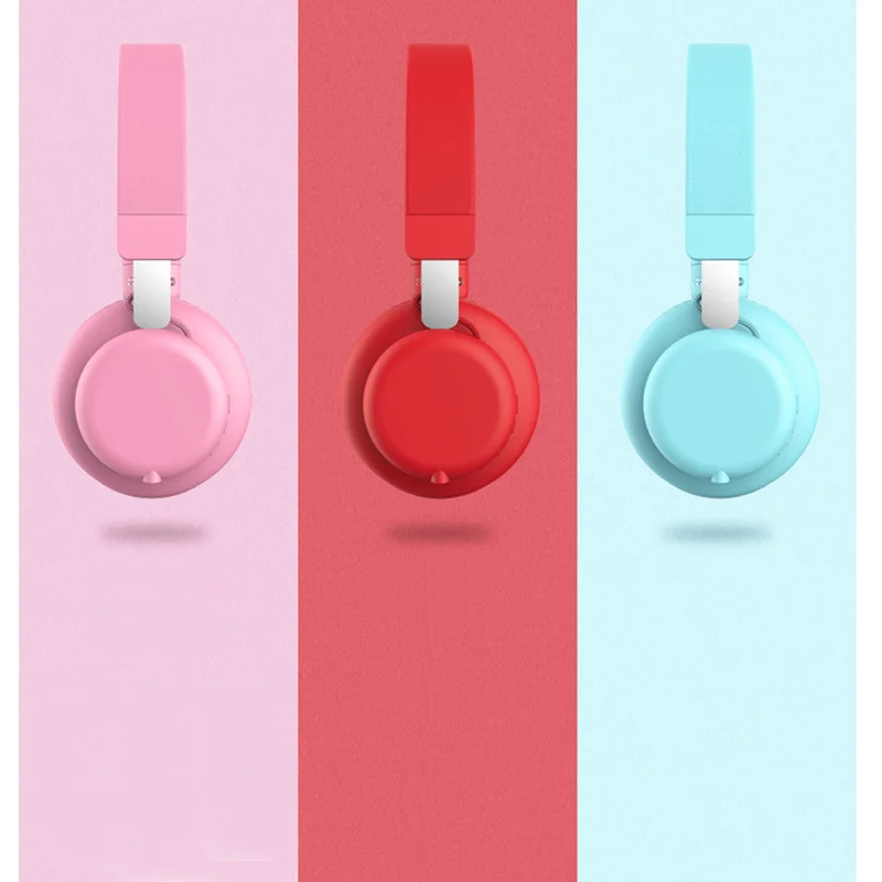 5 0 Bluetooth Headphone Cute Pink Blue Red Color Girls Kids Stereo Music Wireless Headset With Microphone for Computer Phone