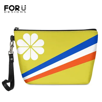 

FORUDESIGNS Fashion Women Portable Cosmetic Bag Marshall Islands Pattern Brand Design Ladies PU leather Make Up Bag Bolsa Femme