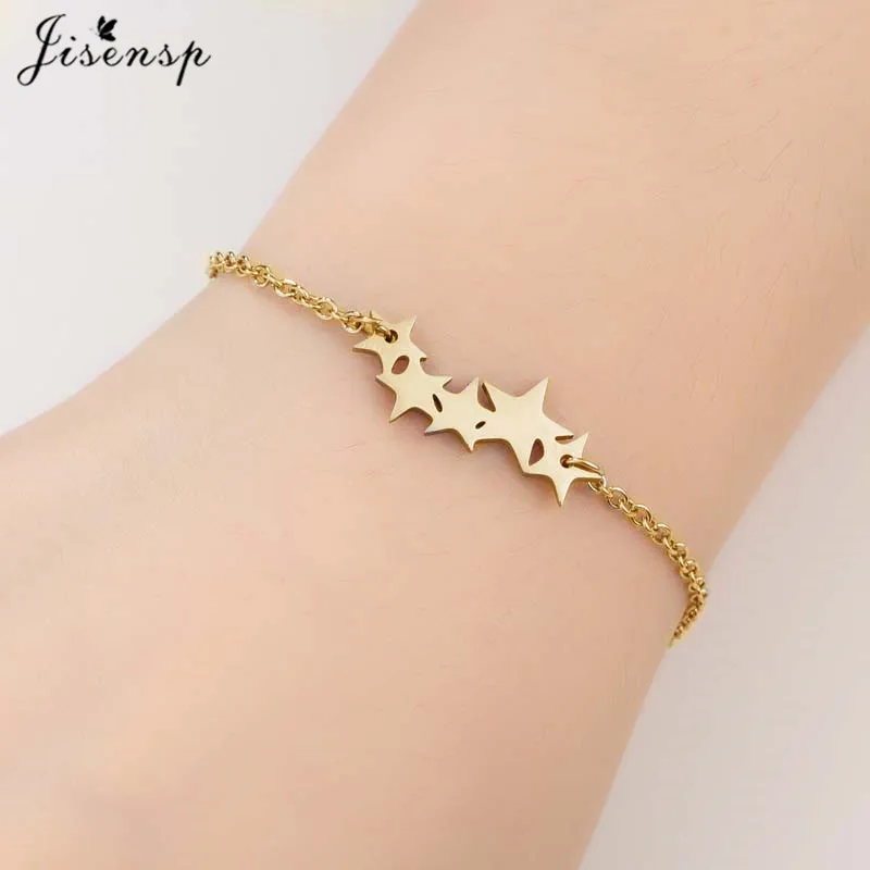 Jisensp Fashion Stainless Steel Puzzle Bracelets for Women Gold Adjustable Charm Bracelet Bangle Men Everyday Jewelry Party Gift - Окраска металла: SL289G