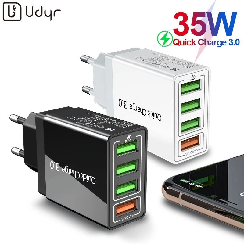 Быстрое зарядное устройство Udyr 4 0 3 USB для iPhone 11 Samsung S10 A50 Huawei P30 Pro EU US порта быстрое