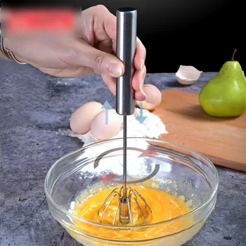 

Kitchen Tools Gadgets Egg Beater Mixer Semi-automatic Manual Self Turning Stainless Steel Whisk Hand Blender Baking Egg Cream