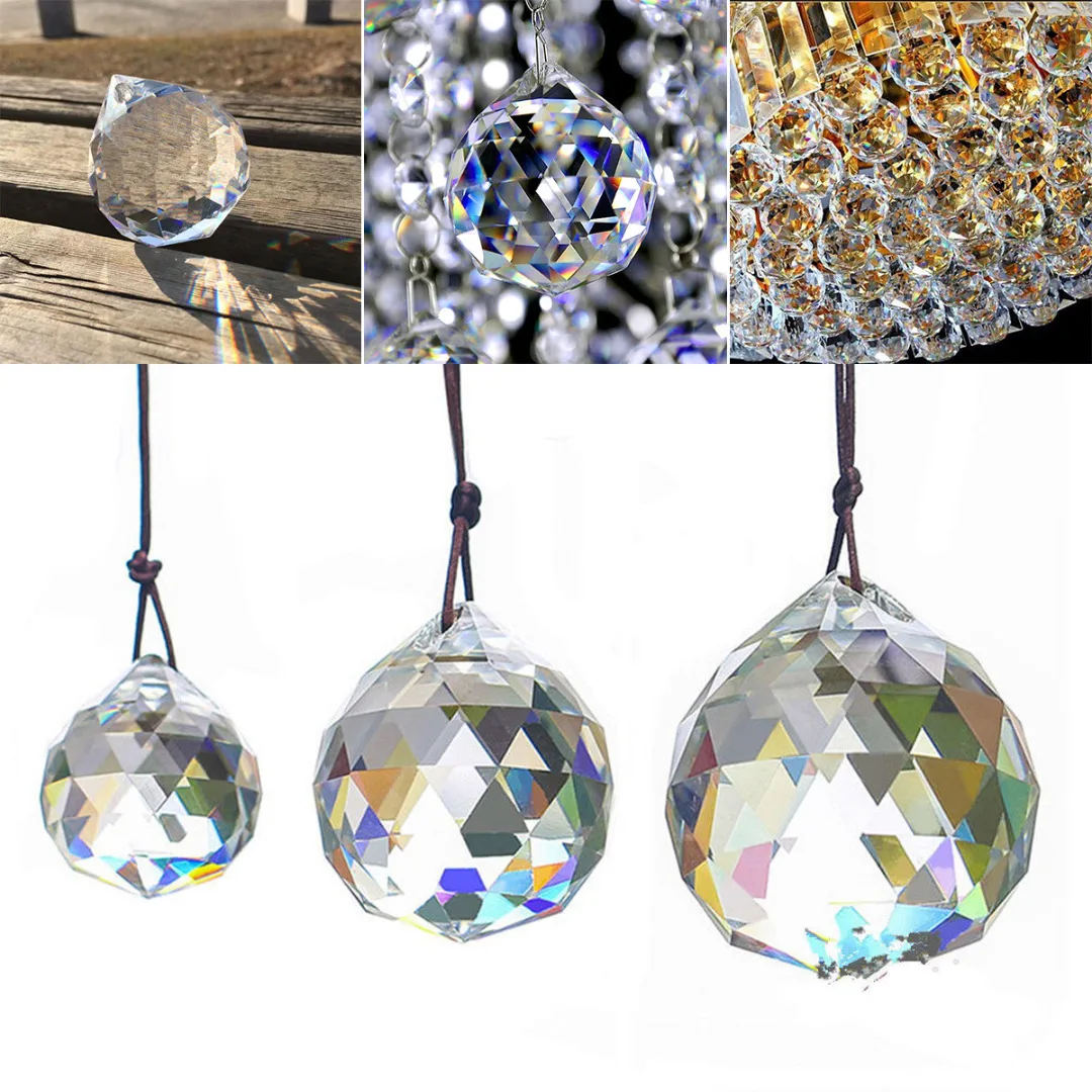 5pcs Feng Shui Hanging Crystal Ball Sphere Prism Faceted Sun Catcher Lamp 20mm 
