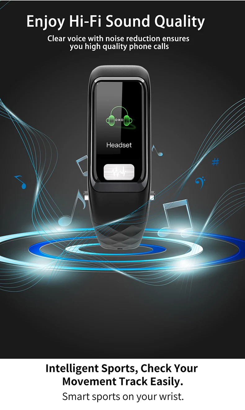 Sanda H207 Bluetooth умный Браслет кровяное давление монитор сердечного ритма Bluetooth гарнитура два в одном ответ телефон смарт часы