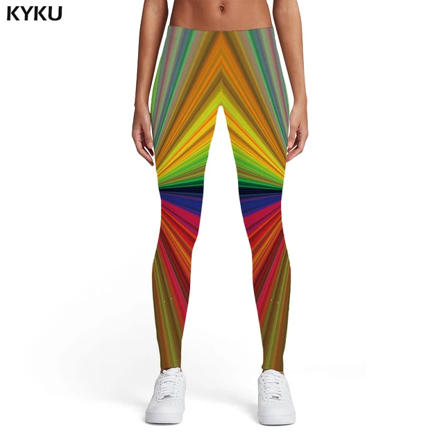 Kyku Psychedelic Leggings Women Pattern Ladies Colorful Sport Art