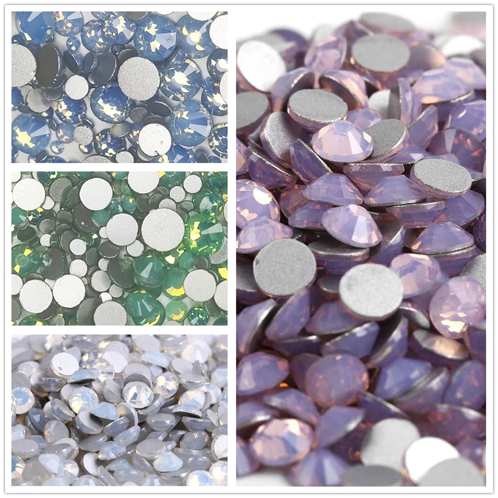 

All Sizes Blue/Green/White/Pink Opal Crystal Nail Art Jewelry Stones ss3-ss34 3D Flatback Glass Strass Non HotFix Rhinestone
