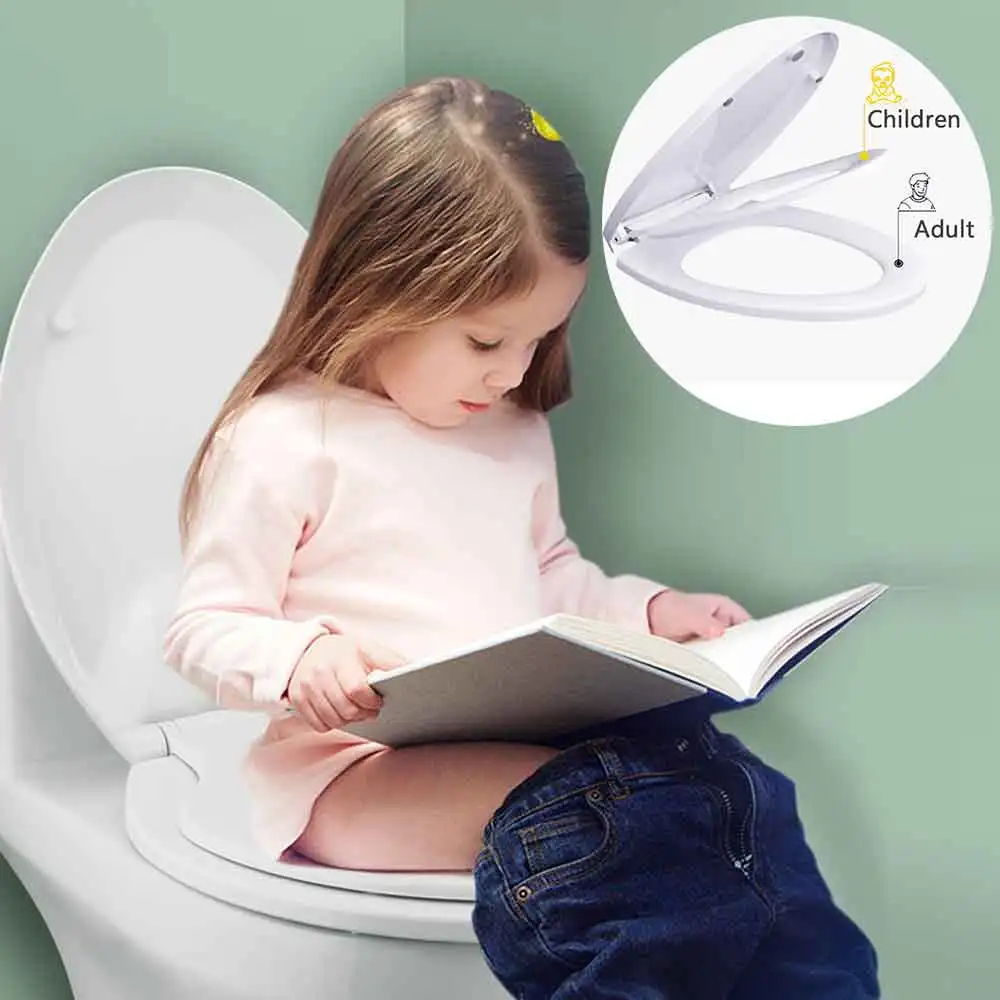 Child Adult Toilet Seat With Potty Training Cover PP Material Double Seats Safe Convenient Children O U V Shape Pot | Мать и ребенок