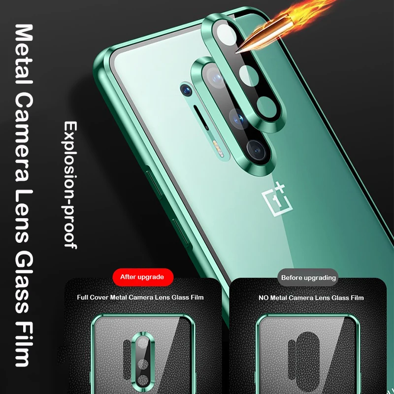 

360 Полный Магнитный чехол для Oneplus 8 Pro, чехол для объектива камеры, защитное стекло, алюминиевый металлический бампер для Oneplus 8, чехол для телефона чехол