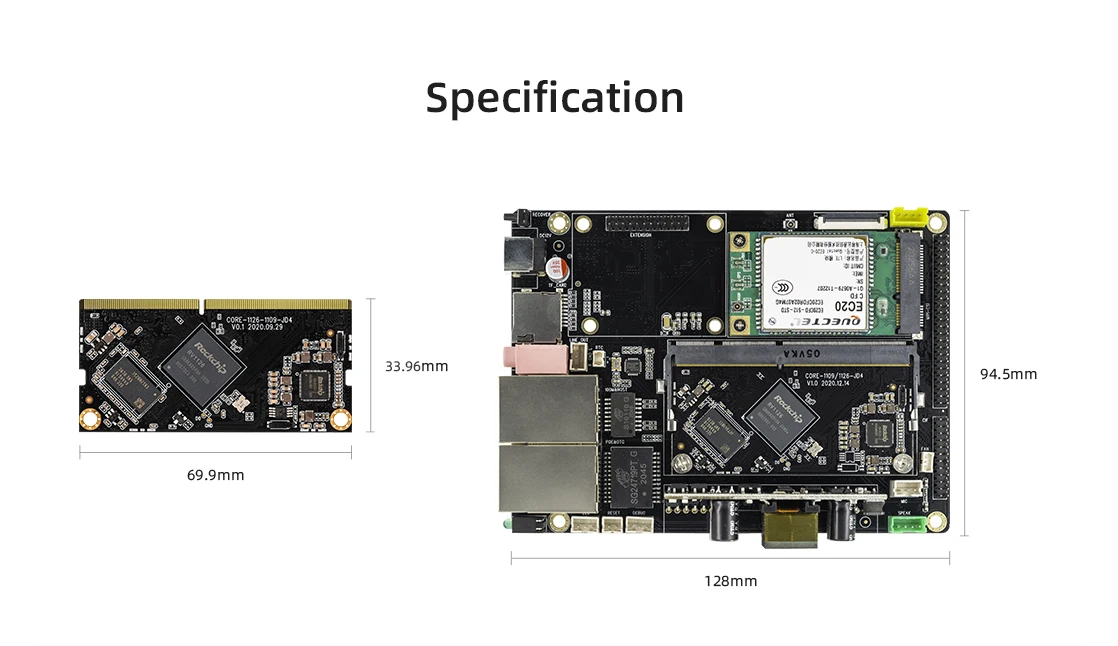Carte centrale de vision AI haute performance Core-1126-JD4, Mini-ordinateur RV1126; Mini-ordinateur; Ordinateur de bureau, 1Go DDR 8 Go eMMC 21 H4248fff07a2a4bec80b6b1c682e001500