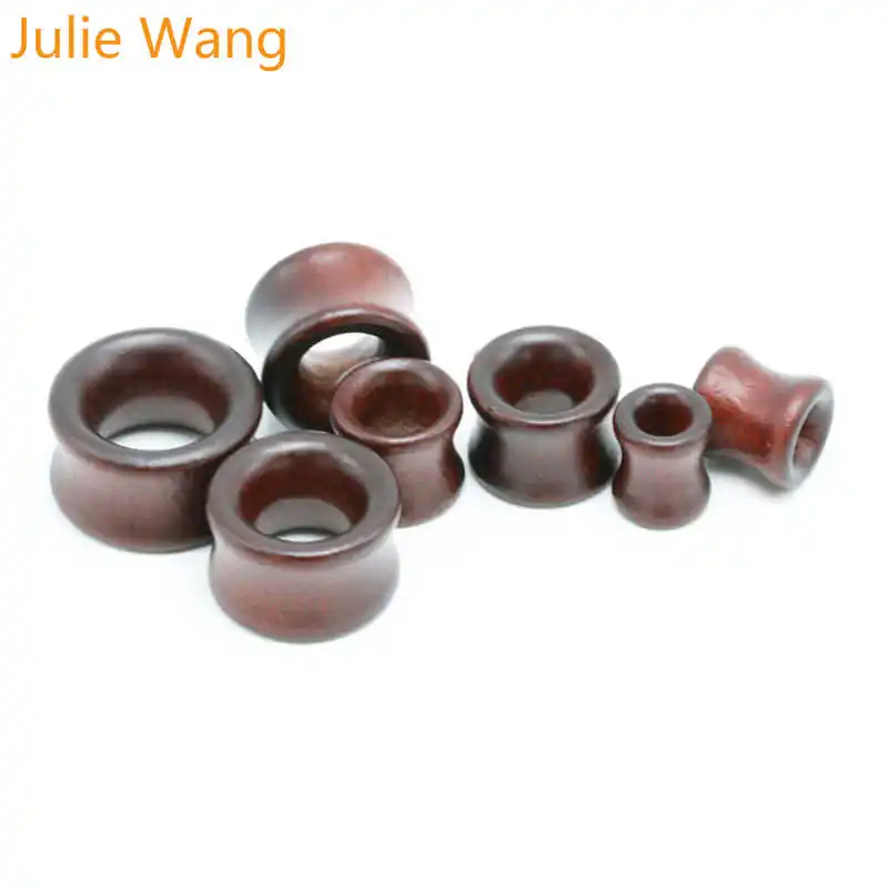 Julie Wang 8-20 мм черные коричневые деревянные серьги-Плаги для пирсинга гибкие ушные туннели кожи полые ушные манометры пирсинг для тела ювелирные изделия