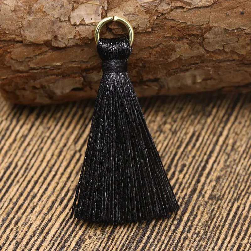 Black (gold rings) 20 шт. кольцо из сплава, полиэстер, шелк, кисточка, сделай сам, сумка, кулон, материал, ручная работа, украшение, кисточки, искусство, ремесла, аксессуары, бахрома, отделка - Цвет: Black (gold rings)