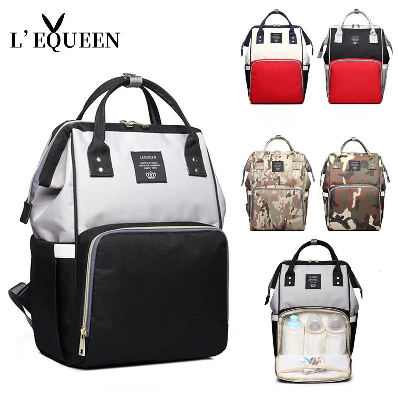 

LEQUEEN Nappy Backpack Bag Mummy Large Capacity Bag Mom Baby Multi-function Waterproof Outdoor Travel Diaper Bags For Baby Care