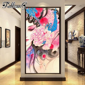 

FULLCANG Abstract beauty peony flower large 5d diamond painting diy full square round drill mosaic embroidery sale decor FC2445