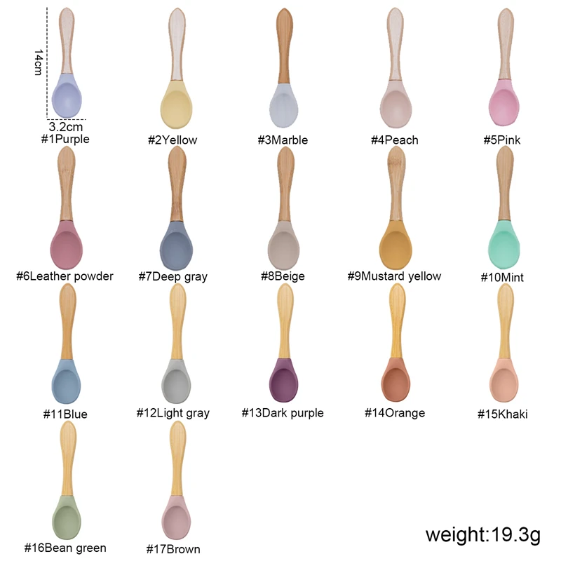 Baby Wooden Spoon Silicone Wooden Baby Feeding Spoon Organic Soft Tip BPA Free Food Grade Handle Toddlers Gifts silicone feeding spoon baby cutlery