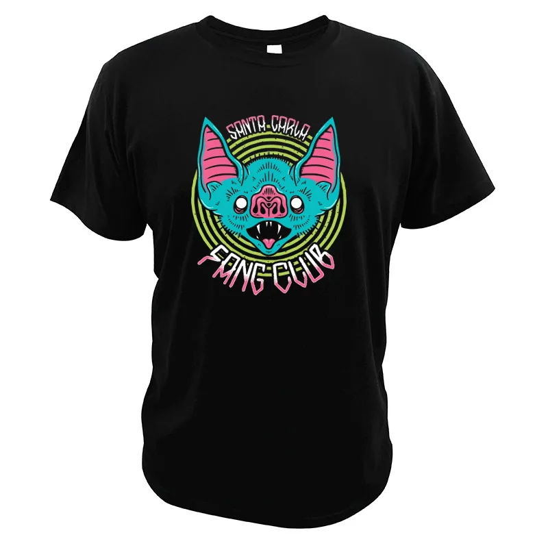 Men Tee Vampire Bats T Shirt 100% Cotton Digital Print Retro Horror Halloween Tops Santa Carla The Lost Boys Tshirt | Мужская одежда