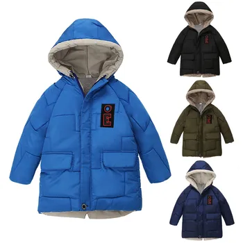 

Children Down Coats Boy Winter Warm Zip Hooded Snowsuits Long Sleeve Waterproof Kids Coat Thick Jacket Outwear Overcoat Y820