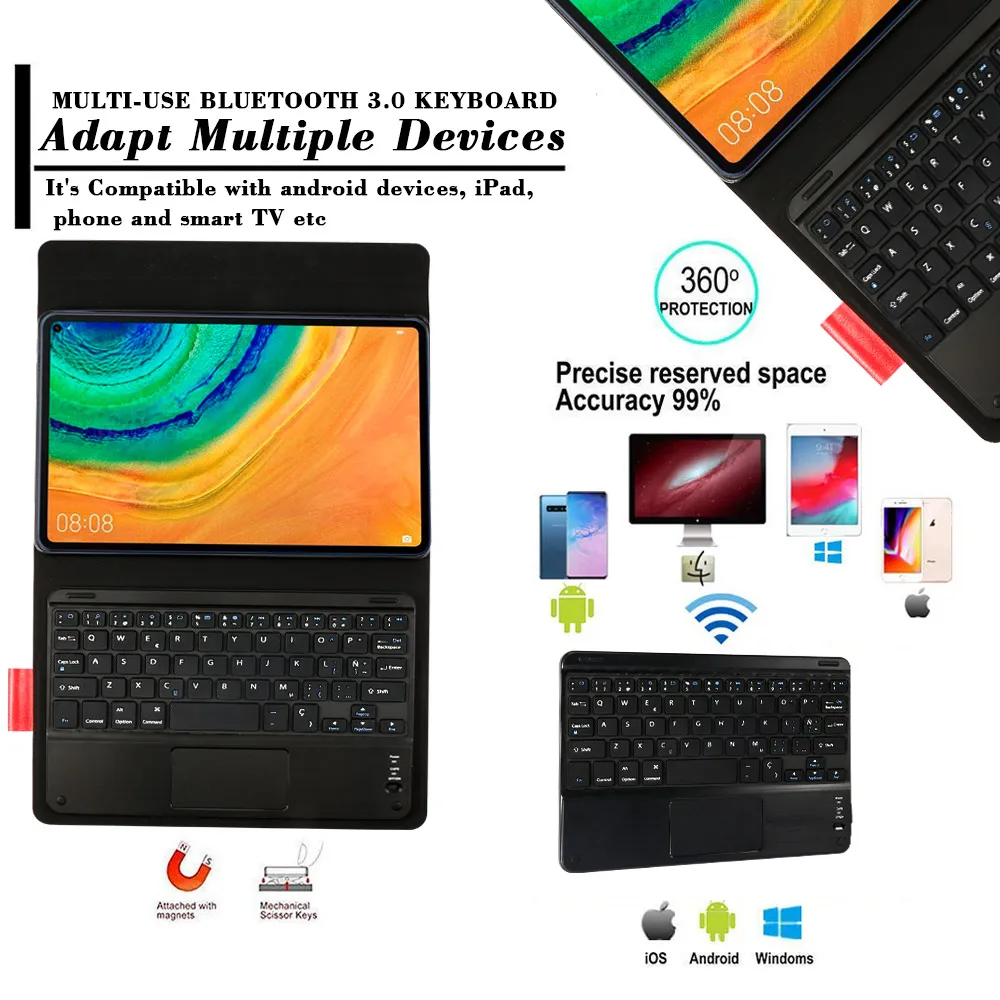 Испанская клавиатура для планшета huawei Matepad Pro 10,8 дюймов чехол для планшета с Bluetooth сенсорной панелью для Matepad Pro 10,8