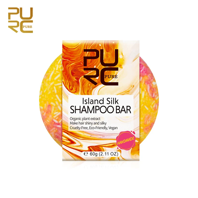PURC ISLAND SILK Shampoo Soap Gentle Cleaning and Promotes Healthy Organic Plant Extract Hair Shampoo 5