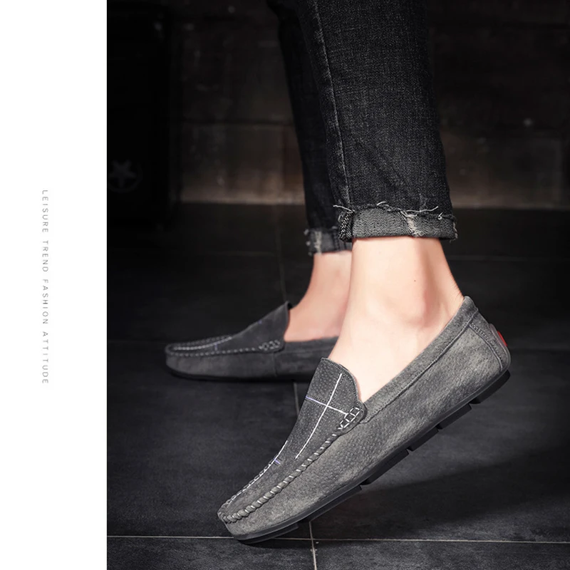 Plus Size 38-47 Leather Men's Shoes Casual Lazy Sli on Shoes for Men Soft Sole Mens Moccasins Casual Shoes ET870 (14)