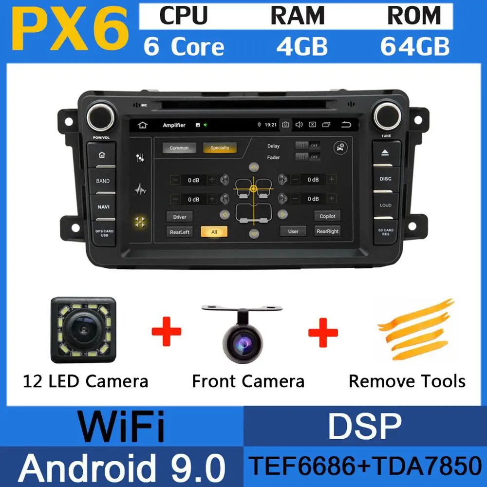 Восьмиядерный 4G+ 64G Android 9,0 5 USB порт Автомобильный dvd-плеер для Mazda CX-9 CX9 CX 9 2012 2013 автомобильный Радио gps Мультимедиа DSP - Цвет: PX6