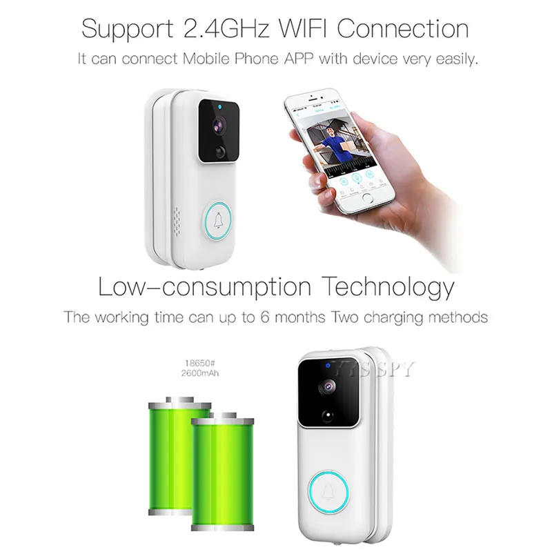 Беспроводной дверной звонок с Wi Fi 1080P двусторонний аудиовыход пультом
