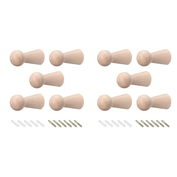 

uxcell 5/10/20/30pcs Wooden Coat Hooks Beech Wood Wall Mount Vintage Single Organizer Hangers Handmade Craft Rack