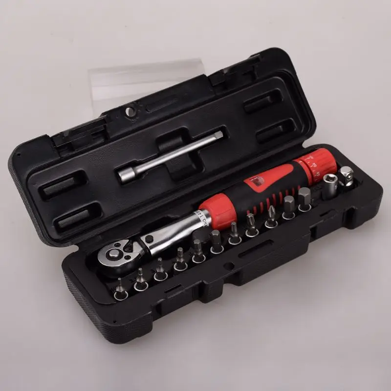 

15pcs/set 2-24nm Bike Bicycle Torque Wrench Repair Tools Mechanical Ratchet Bits E65B