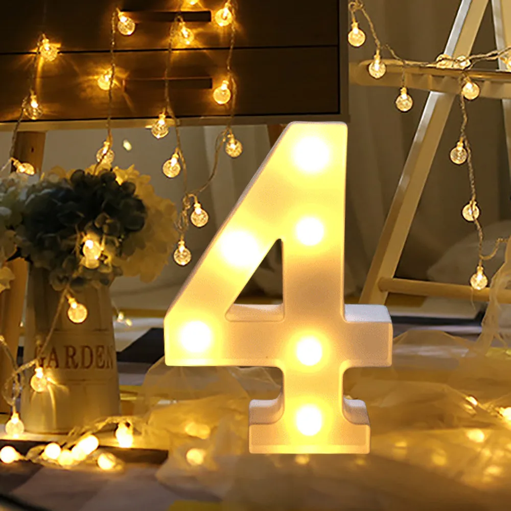 Светодиодный светильник с цифрами алфавита и цифрами, белый светильник, декоративный символ, внутренний декор, для свадебной вечеринки, оконный светильник#20