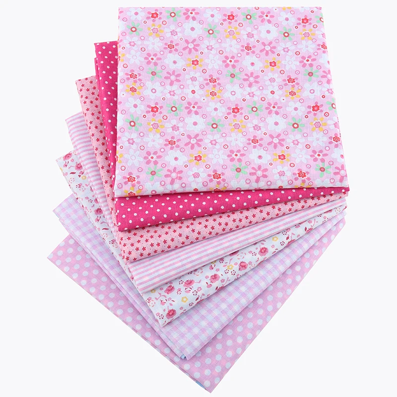 

Nanchuang 7pcs/Lot Pink Thin Cotton Fabric Low Density Patchwork Cloth For DIY Handmade Sewing Tissue Needlework Pattern 50x50cm