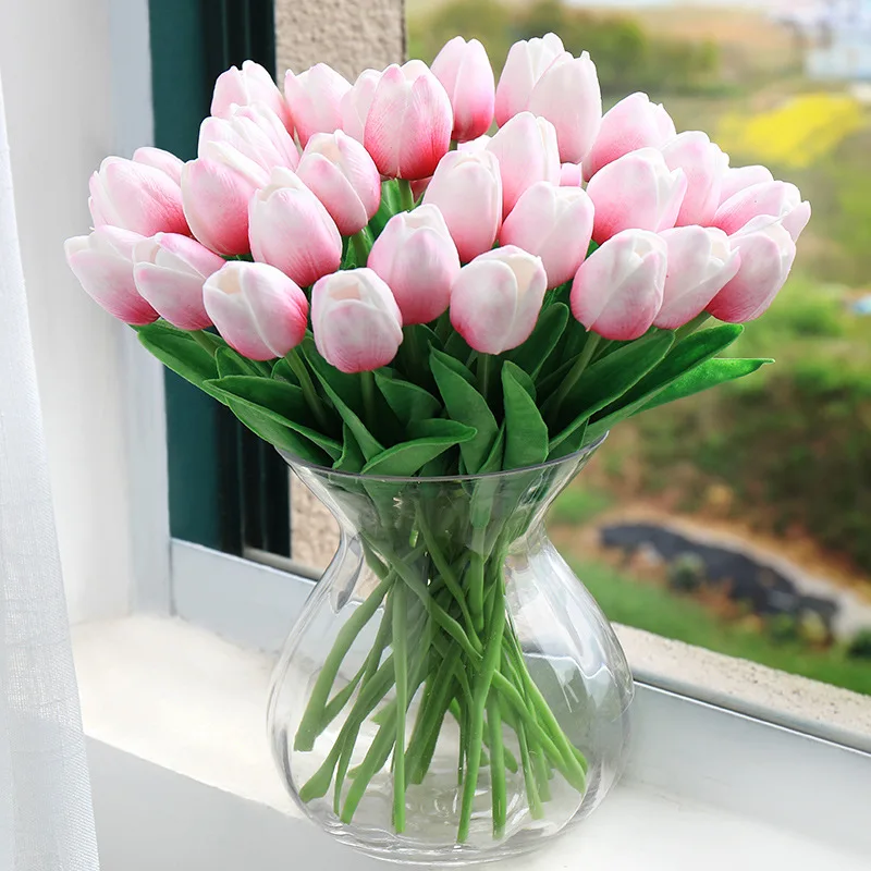 10PCS Artificial Fake Tulip Flower Silk Floral Bouquet Wedding Home Garden Decor 