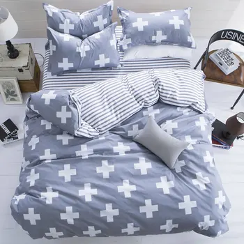 

Printed Fashion Bedding Set 3/4pcs Duvet Cover Flat Sheets Pillowcase Fitted Sheets Tiled Plus Simple Double Sided Printing