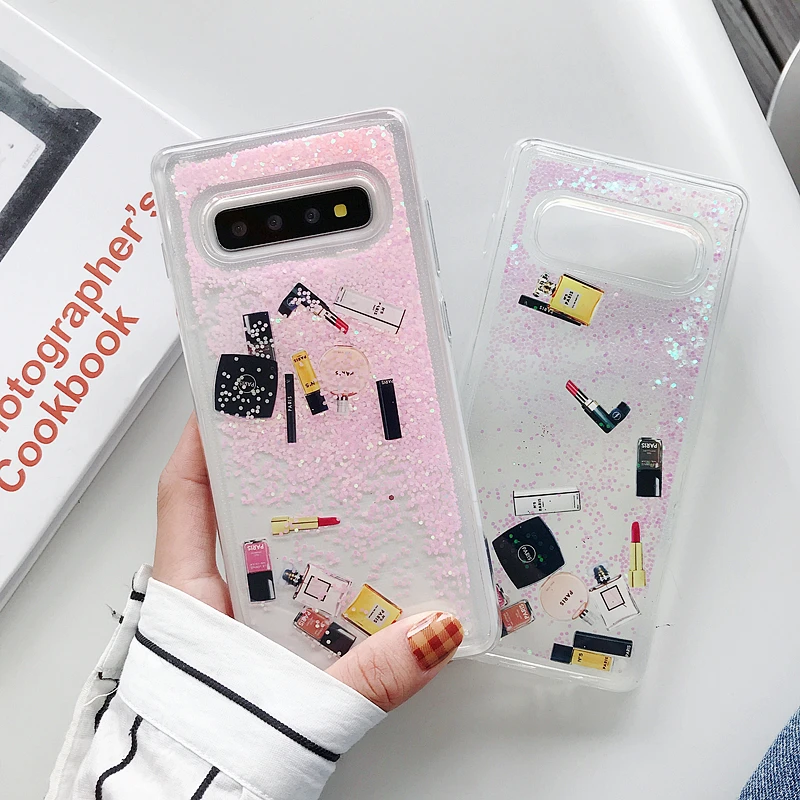 Lipstick Quicksand Case For Samsung Galaxy Note 10 Pro Dynamic Liquid Glitter Protective shockproof phone Back Cover Coque |
