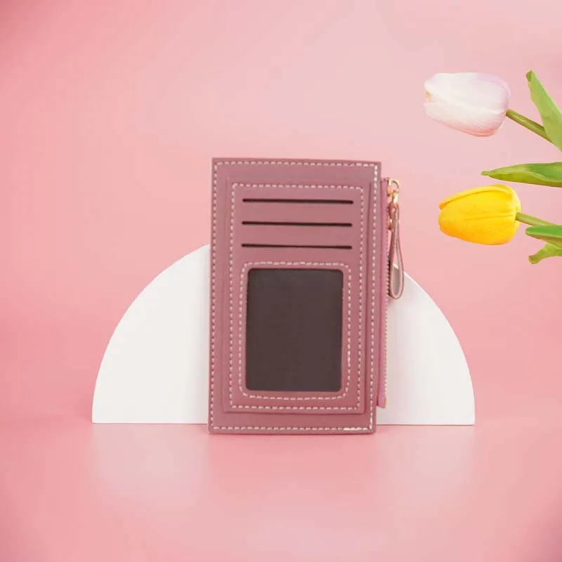 Mini ladies PU leather ID card holder bank credit card holder multi-slot ultra-thin coin purse for men and women