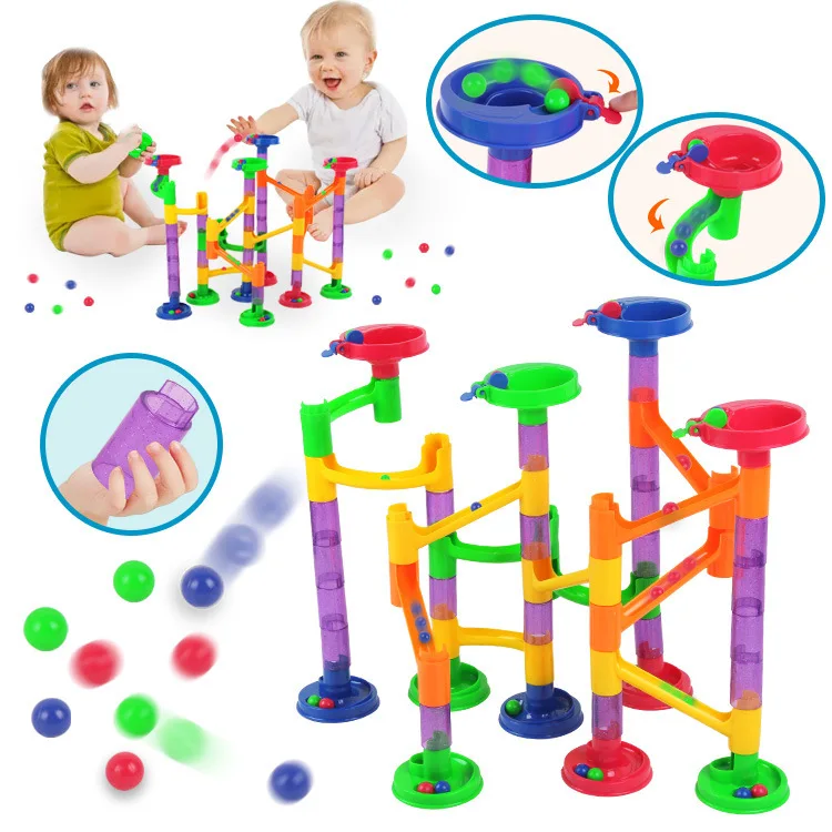 

Children'S Educational Assembled Building Blocks Camera Track Ball Bearing 58 PCs ENLIGHTEN Stereo Maze Toy 3D Pipeline DIY Buil