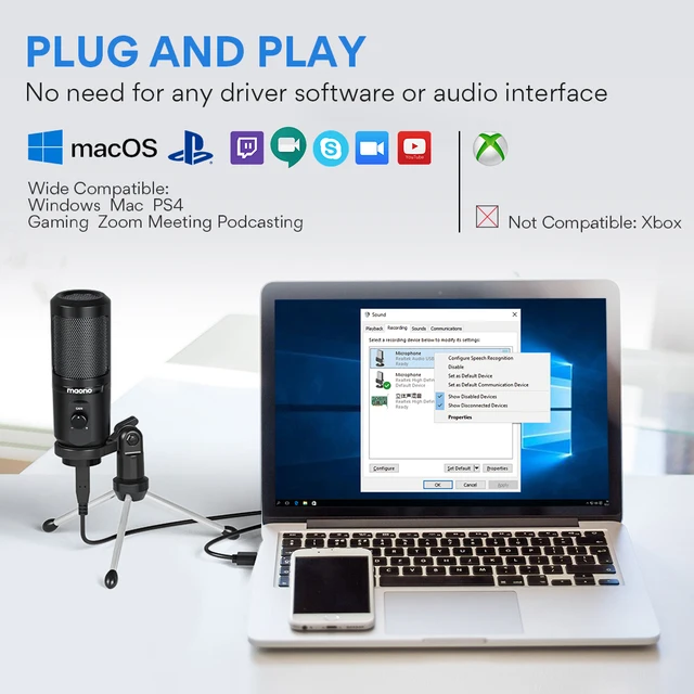 MAONO-micrófono USB con ganancia de micrófono, condensador para Podcast de 192Khz/24 bits, PC, ordenador, grabación de juegos, Streaming, Youtube, PM461TR 4