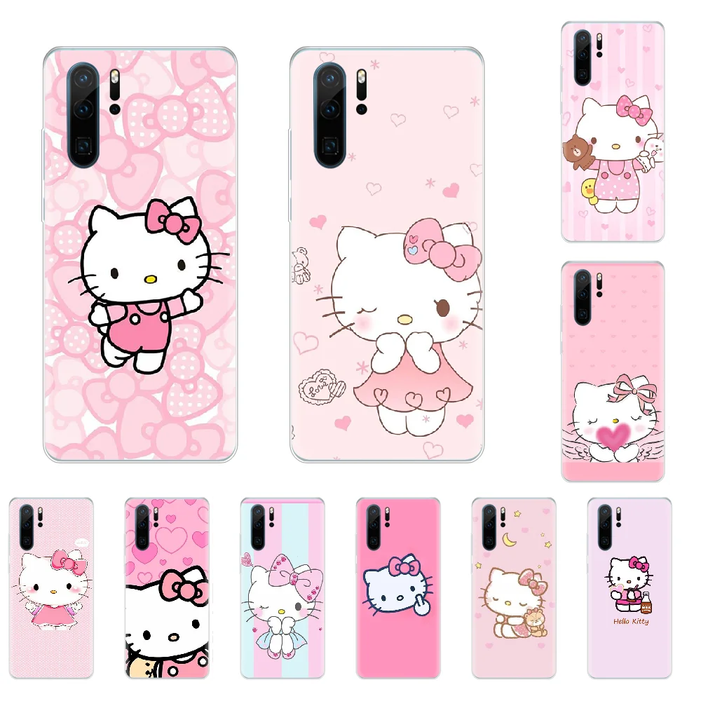 Чехол для телефона с изображением милого кота Hello Kitty мягкий чехол Huawei P8 P9 P10 P20 P30 Pro