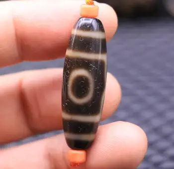 

Magic Power Tibetan Old Oily Agate Double Heaven&Earth Small dZi Bead 38MM 5AA